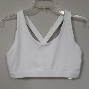 Running Girl White Cross-Back Sports Bra Large Athlete Sporty Workout Training